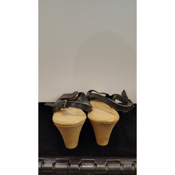 Naturalizer Women's Black Sling Back Open Toe Upper Leather Wedge 6.5 - Picture 2 of 8